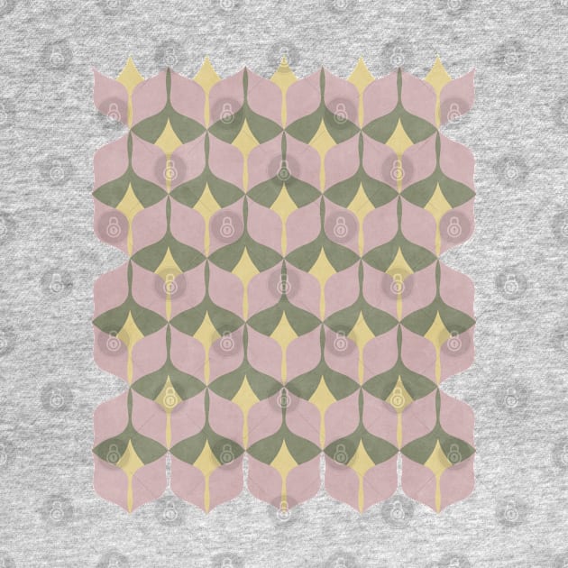 Geometric Pattern Pink Yellow Green by FAROSSTUDIO